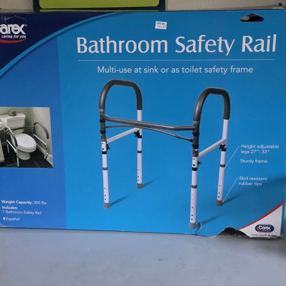 Carex Bathroom Safety Rail - Gray and White